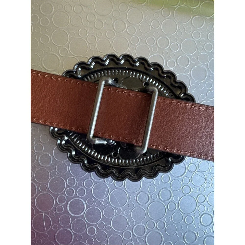 Lucky & Blessed Turquoise Concho Leather Belt - Size S Runs Bigger Dust Bag
